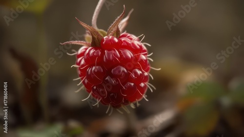 Close-up of a vibrant red raspberry