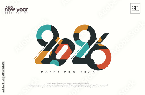 Happy New Year 2026 with a classic retro look. Unique and rare design concept. Unique design that makes the concept more striking. 2026 vector premium design.