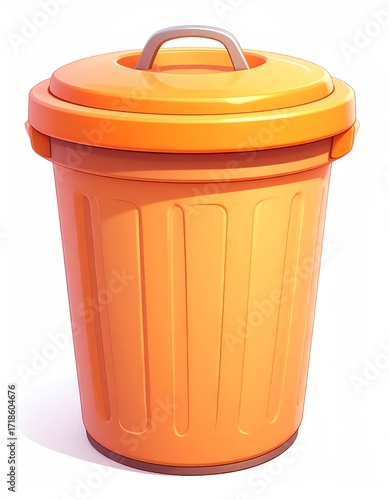 Bright Orange Trash Can with Lid