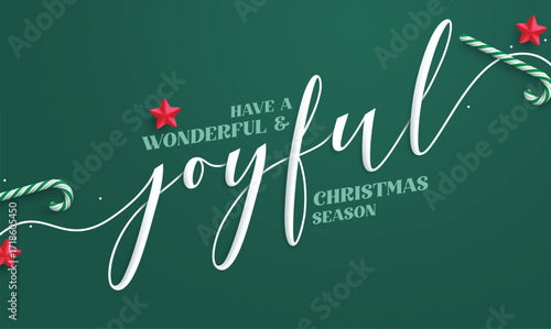 Christmas joyful greeting calligraphy clipart design. Joyful Christmas season greeting font, typography and text clip art in elegant simple background for holiday season Christmas banner vector 
