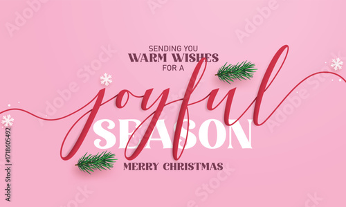 Christmas joyful greeting calligraphy clipart design. Christmas season with warm wishes typography text clip art for holiday season elegant greeting card banner vector illustration.
