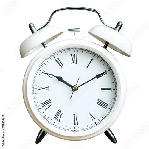 Table clock with blank wooden block on the top of the table. Concept and backgrounds..
time, color image, photography, no people, clock, horizontal, routine, studio shot, single object, white backgrou
