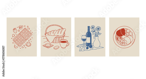 Delightful breakfast and brunch icons for restaurant menus and food bloggers, perfect for a modern cafe or bakery's social media design