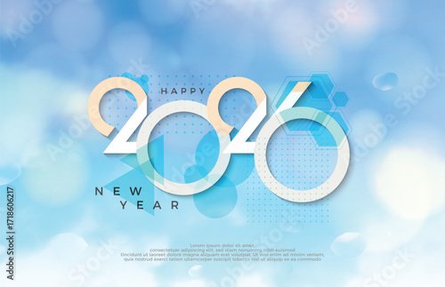 Happy New Year 2026. Design template with beautiful background. Elegant 2026 logo design for celebration background and decoration. 2026 new year vector premium design.