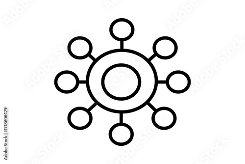 This image shows a central circle connected to multiple smaller circles arranged around it, forming a network-like structure.