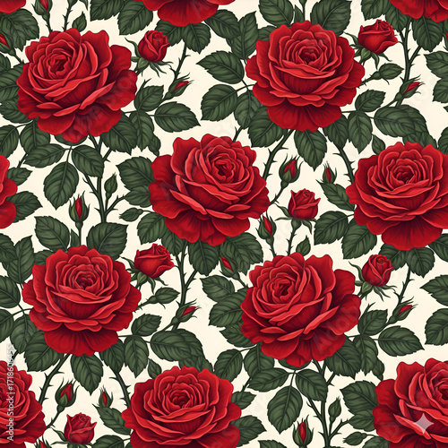 Wallpaper Mural seamless pattern with roses Torontodigital.ca