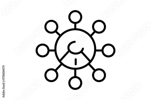 This image shows a central circle with multiple smaller circles connected around it, forming a hub-and-spoke structure.