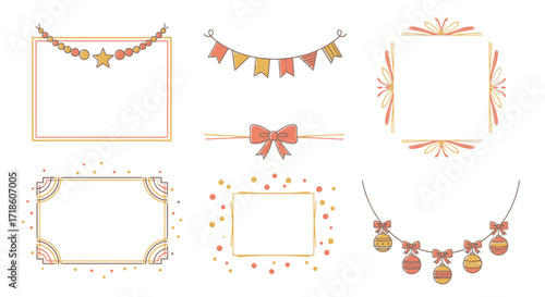 Charming decorative frames and festive elements perfect for invitations, cards, and joyful celebrations