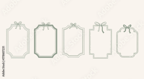 Charming decorative frames with delicate bows perfect for invitations, labels, or personalizing keepsakes with a touch of elegance