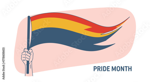 Proudly waving a vibrant rainbow flag celebrating diversity and equality during Pride Month with a sense of joy and unity