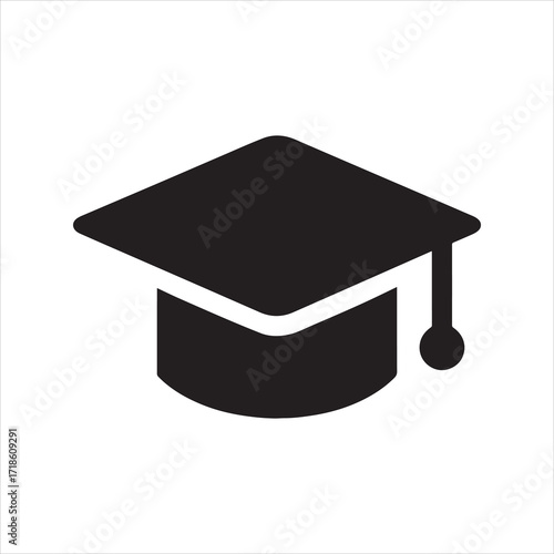 Graduation cap icon symbolizing education achievement and academic success for students and scholars pursuing higher learning with graduation ceremony invitations and celebratory academic events