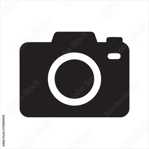 Sleek Black and White Camera Icon for Photography and Visual Arts Projects Emphasizing Simplicity and Modern Design Perfect for Website Graphics and Application Interfaces