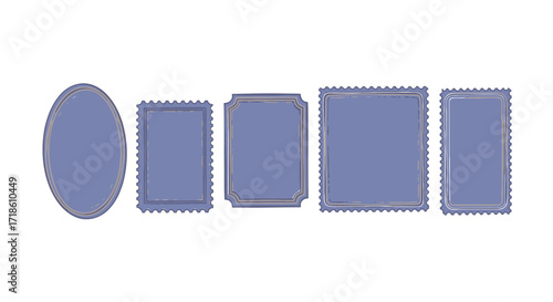 Unique vintage stamp frames in various elegant shapes perfect for creative projects and scrapbooking memories