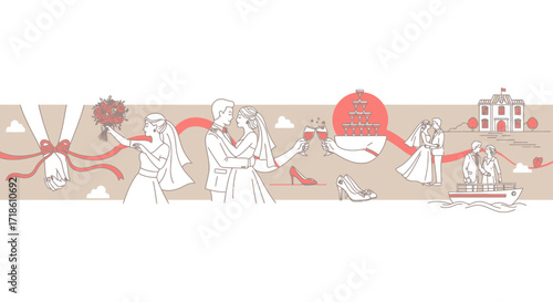 Celebrate your dream wedding journey from proposal to honeymoon with joyful couples, elegant details, and happy moments