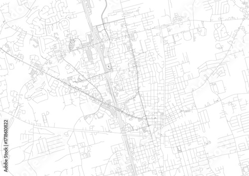 A detailed vector map of Conroe , showing intricate road networks and urban infrastructure with a zoomed-in perspective.