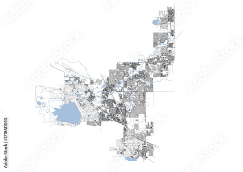  A detailed vector map of Westminster showing a complex network of highways, waterways, and buildings.