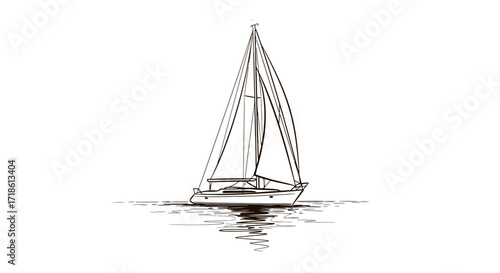 Elegant sailboat line art for a nautical adventure, perfect for travel posters or minimalist design projects, with a classic and timeless feel