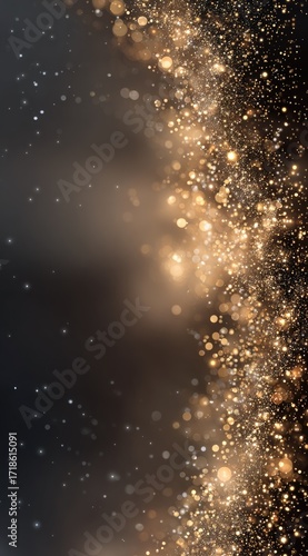 Golden sparkles cascading against a dark background