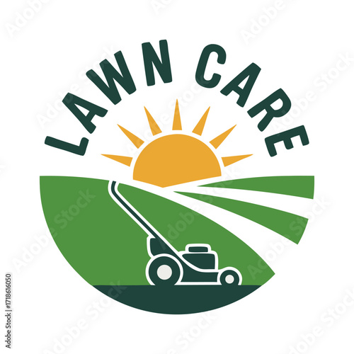 Lawn Care logo design template. Lawn mower Logo.