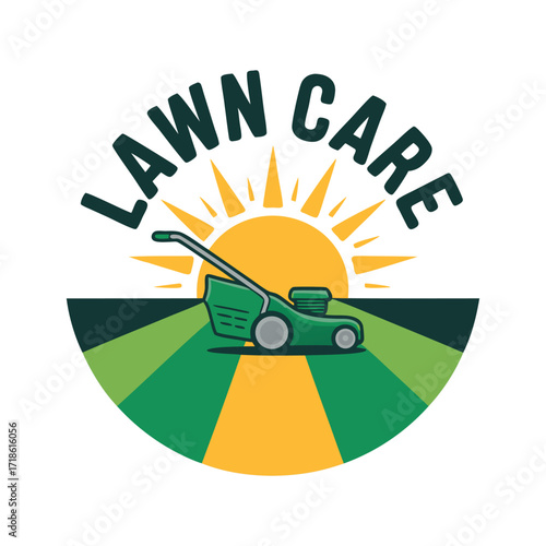 Lawn Care logo design template. Lawn mower Logo.