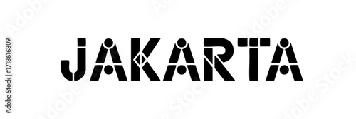 Jakarta typography logo design, bold modern black text art vector, stylish city name lettering on transparent background, urban branding