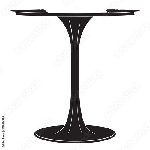 Black pedestal table Silhouette Vector, High Quality Illustration on White Background