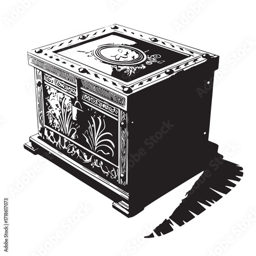 Black pandoras box Silhouette Vector, High Quality Illustration on White Background