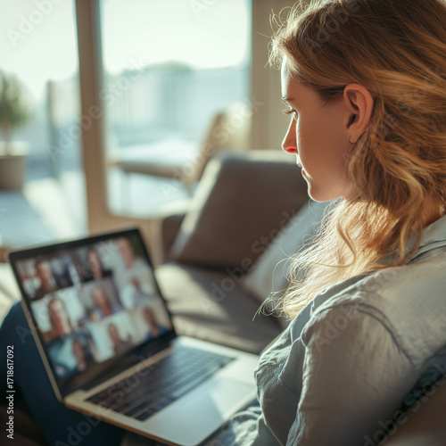 Businesswoman on Video Call Using Laptop
