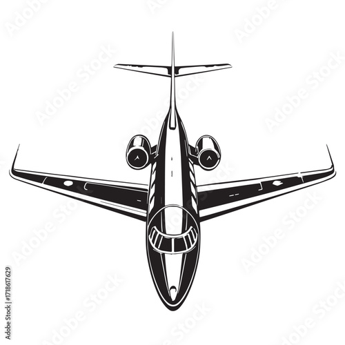 Black plane Silhouette Vector, High Quality Illustration on White Background