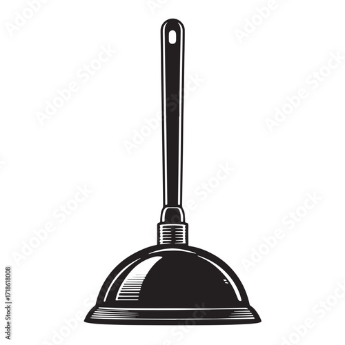 Black plunger Silhouette Vector, High Quality Illustration on White Background