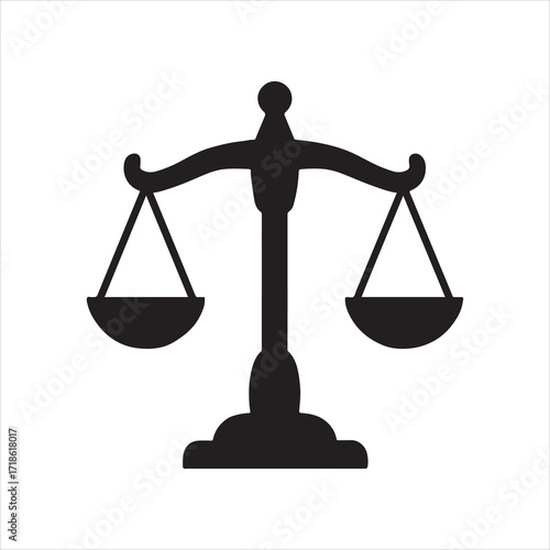 Black silhouette of scales of justice representing law legal and equality on white background for websites applications and marketing materials a symbolic illustration