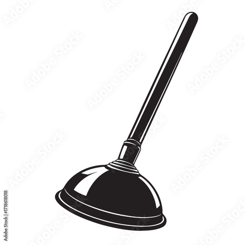 Black plunger Silhouette Vector, High Quality Illustration on White Background