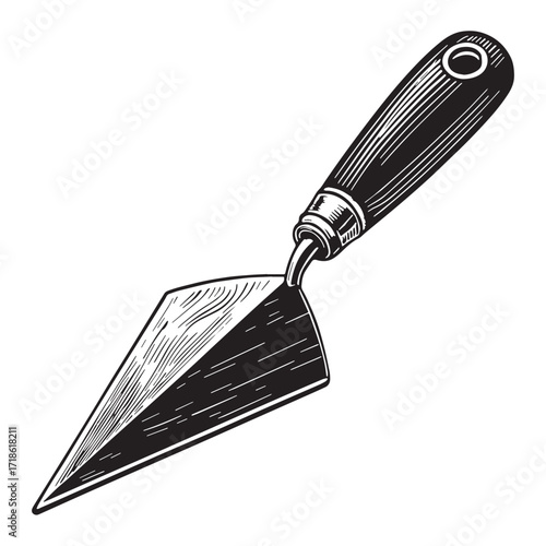 Black putty knife Silhouette Vector, High Quality Illustration on White Background