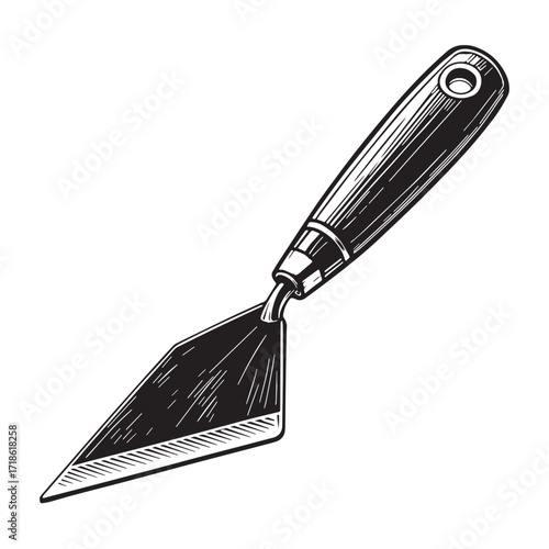 Black putty knife Silhouette Vector, High Quality Illustration on White Background