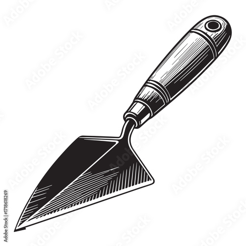 Black putty knife Silhouette Vector, High Quality Illustration on White Background