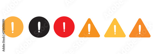 Warning triangle icon set. Warning sign with exclamation mark.Road sign alert.Caution danger sign.