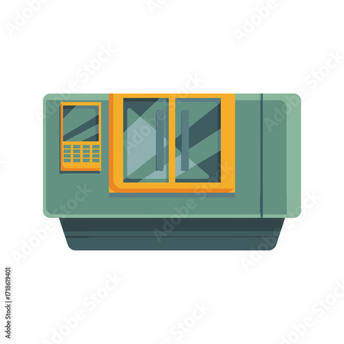 Air conditioner unit with two windows and a control panel.
