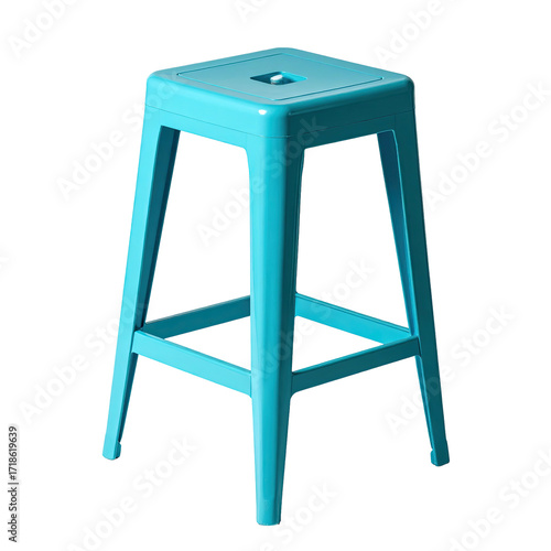 Teal plastic stool, square top and base