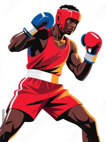 Sport Boxing Player Illustrator Artwork Design Template Poster