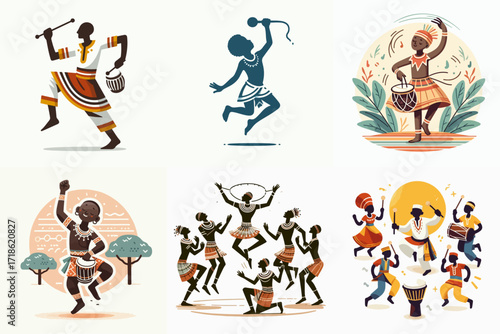 african dance set vector illustration