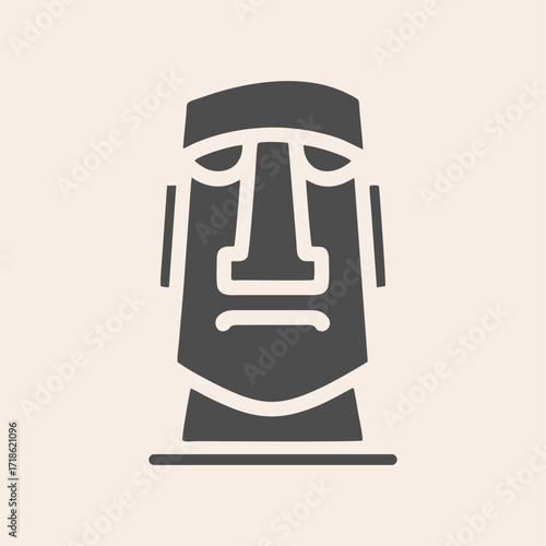 Set of Moai statue illustrations in minimal line art and geometric style.