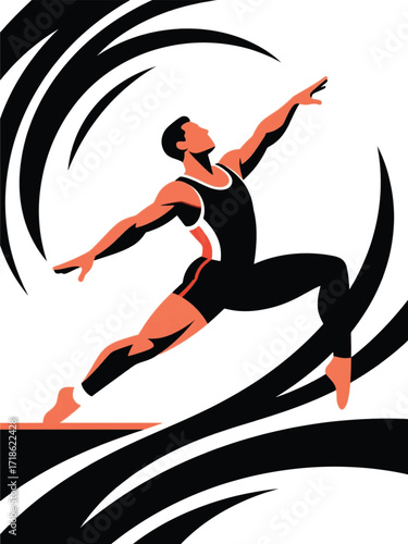 Man Pilates Illustrator Artwork Design Template Poster