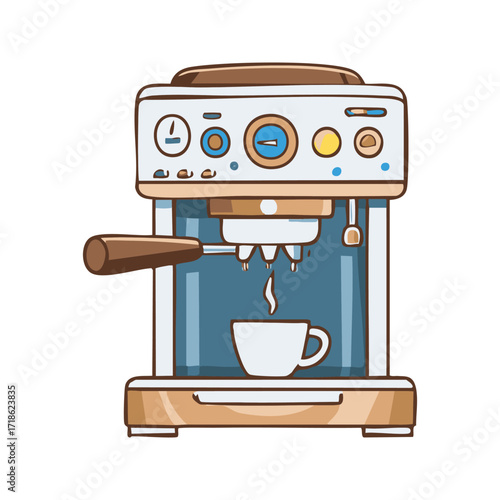 Espresso Machine Brewing Coffee Illustration 1.