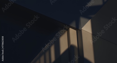 Abstract Geometric Shadow Play on Walls, Modern Architecture Interior Design Texture, Minimalist Background