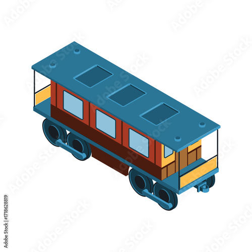 Isometric Train Carriage Illustration.