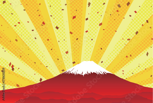 富士山　和柄　年賀状　背景	