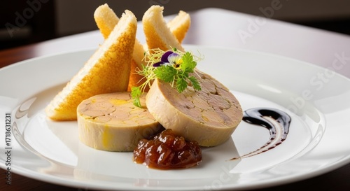 Gourmet Foie Gras Terrine with Crispy Toasts and Berry Compote.