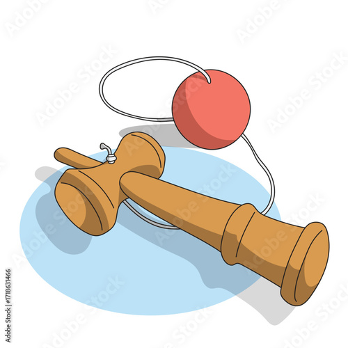 Japanese Kendama illustration vector hand drawn with black lines