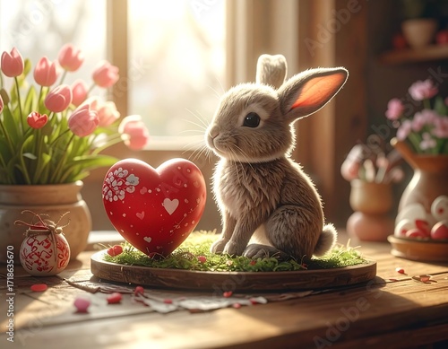 Cute rabbit with a heart