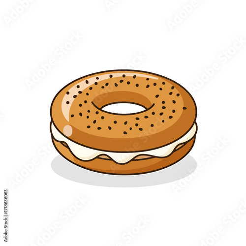 Bagel with sesame seeds and cream cheese